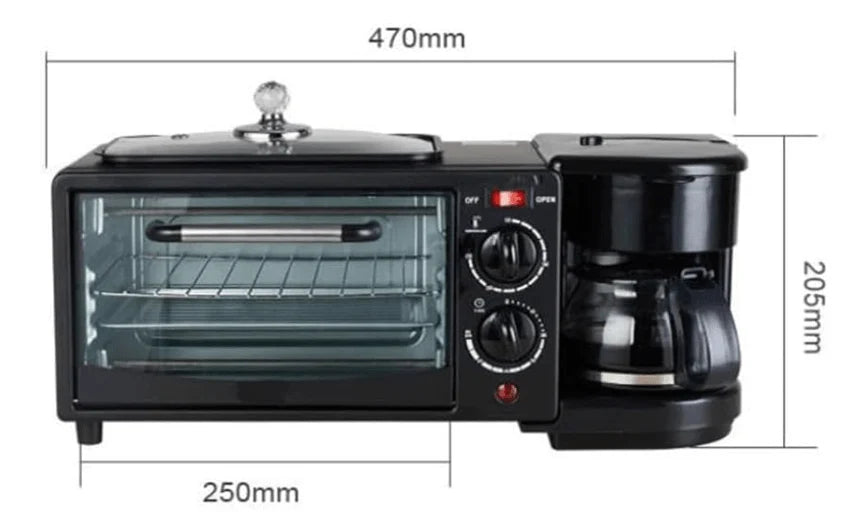 3-in-1 Breakfast Machine – 12L Toaster Oven, Coffee Maker & Multifunctional Electric Griddle