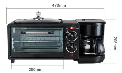 3-in-1 Breakfast Machine – 12L Toaster Oven, Coffee Maker & Multifunctional Electric Griddle