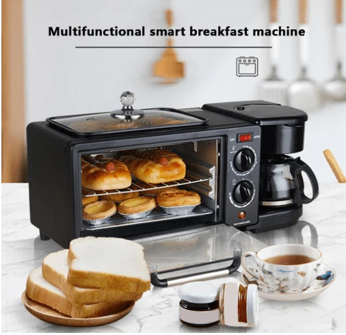 3-in-1 Breakfast Machine – 12L Toaster Oven, Coffee Maker & Multifunctional Electric Griddle