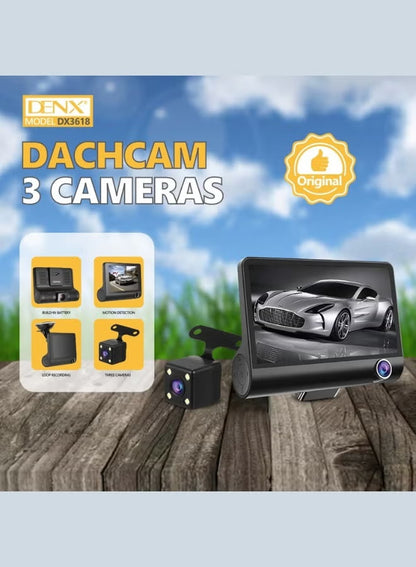 DENX WiFi 3-Channel Dashcam – Front, Rear & Interior Cameras