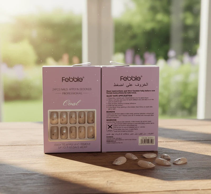 Febble - Oval Soft Nude Sparkle Press-On Nails