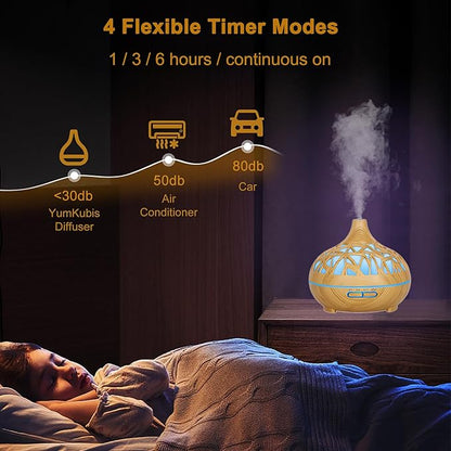 Aroma Diffuser – Wooden Ultrasonic Essential Oil Humidifier